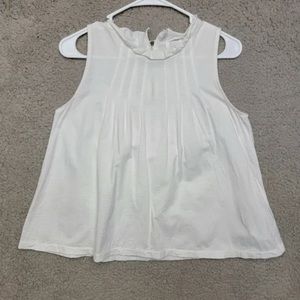Gap Designed & Crafted Women sz S White Sleeveless Blouse Shirt Top Pleated Neck